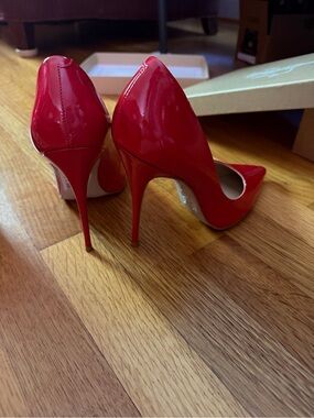 Saks Fifth Avenue Red Patent Pointed Stiletto Pumps